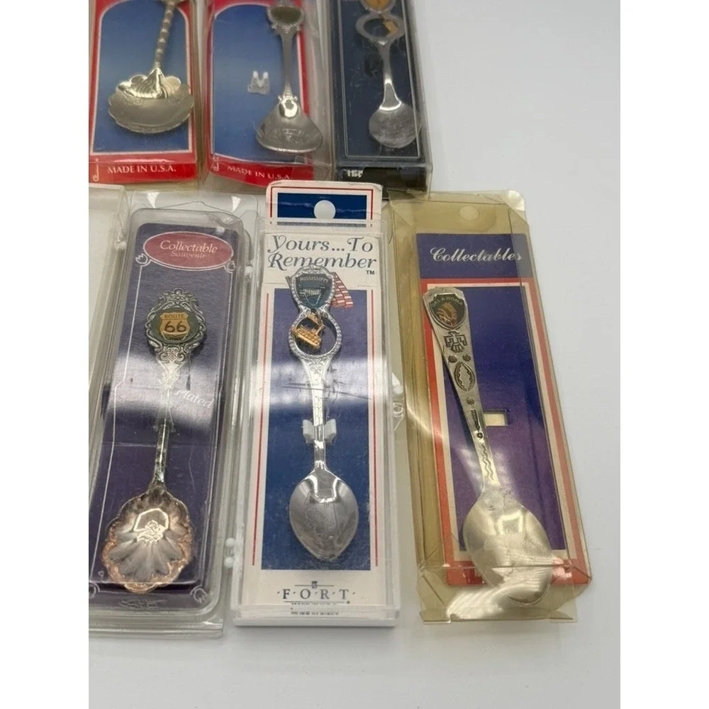 Vintage Souvenir Spoon Lot Route 66 Virginia Wyoming Collectible Spoons Mixed